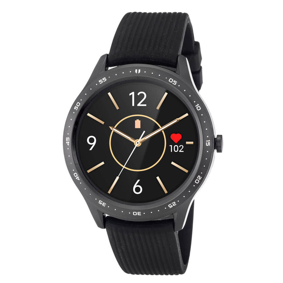 3Guys 3GW4023 44mm Smartwatch με Παλμογράφο (Stainless Steel Black Rubber Band)
